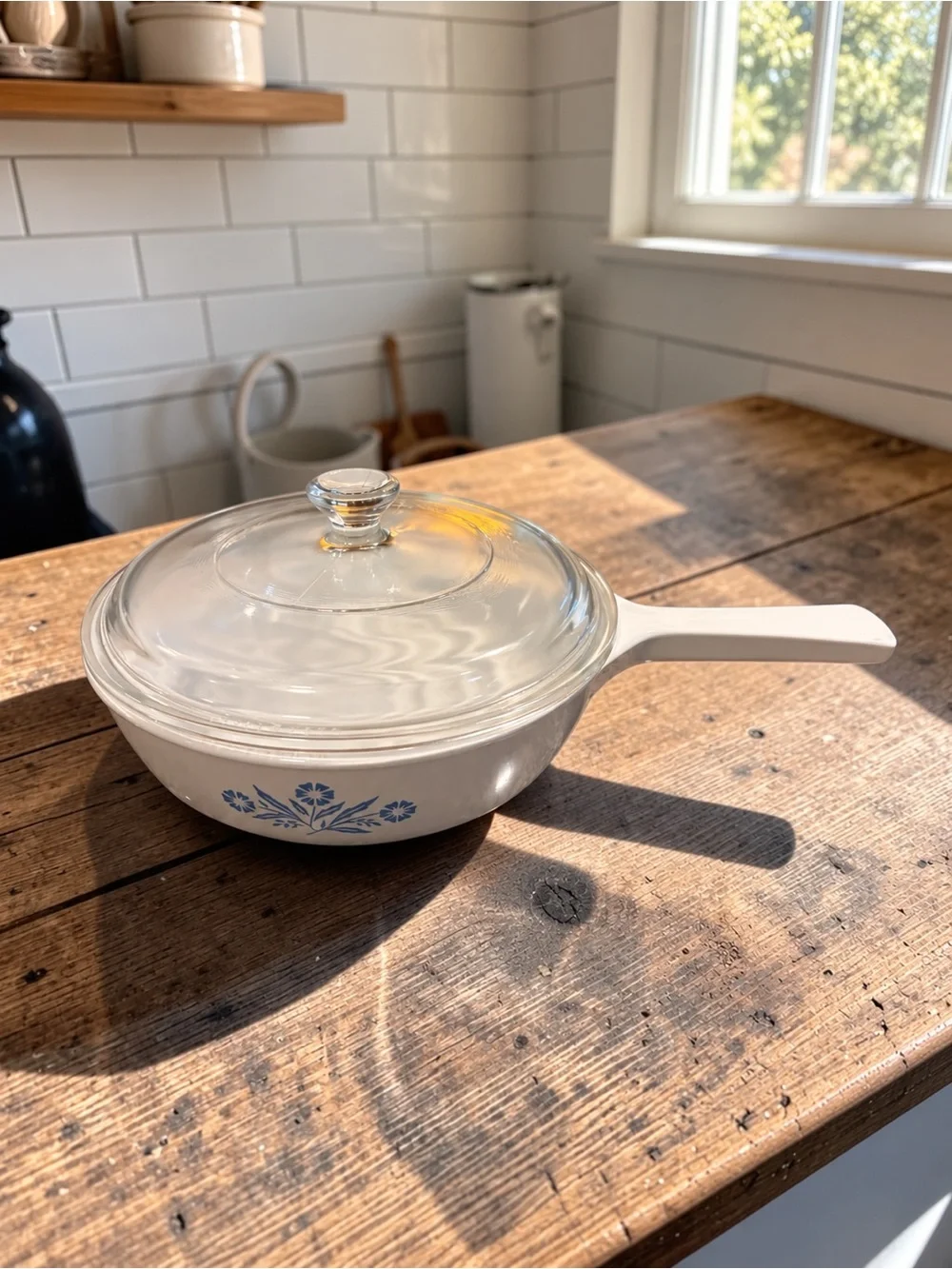 Vintage CorningWare Blue Cornflower Menuette 3-Piece Pan Set + Glass Lid | USA